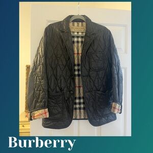 Burberry Black Quilted Coat with Check Lining
